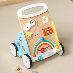 Ins北欧風ショッピングスライドできるステップ手押し車木製ビーズ叩琴歯車認知ままごと玩具