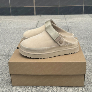 In-Stock 25U Venus Thick-Soled Closed-Toe Birkenstock-Style Half-Slip Women's Genuine Leather Breathable Height-Increasing Outdoor Summer Couple Shoes