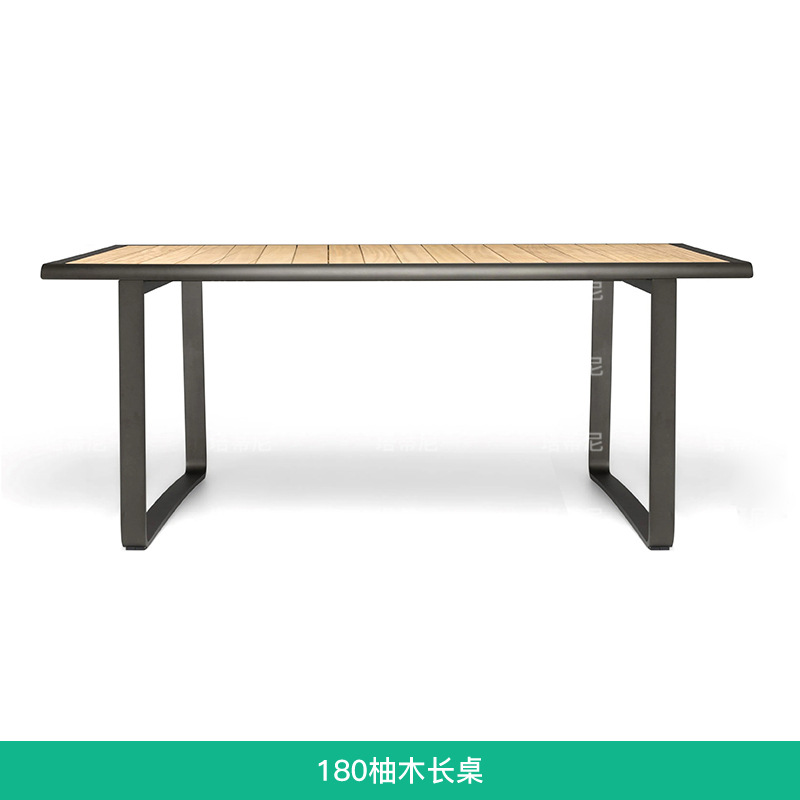 Conjunto de mesa y sillas de ratán para exteriores, mesa moderna y sencilla de aleación de aluminio, mesa larga impermeable para patio de hotel o villa, resistente a la intemperie image 11