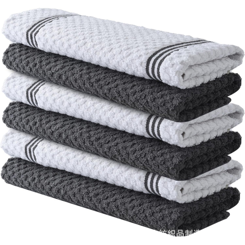 temu hot cross-border amazon dish towel kitchen towel soft absorbent lint-free multicolor striped pineapple grid