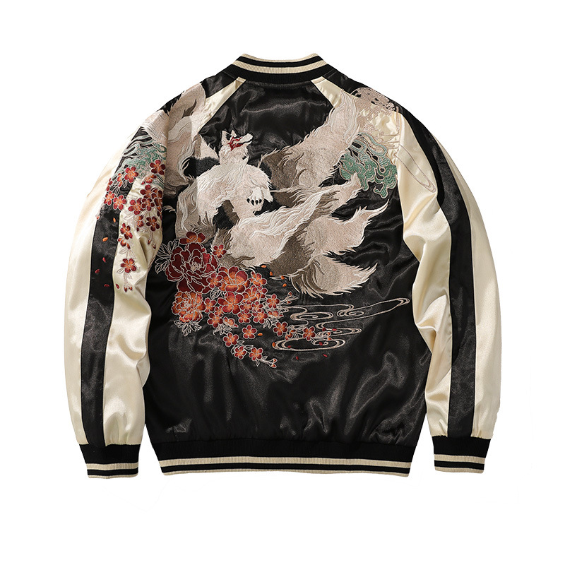 Chaqueta bordada de zorro de nueve colas de la nueva industria pesada transfronteriza otoño e invierno marca de moda china otoño e invierno chaqueta para niños chaqueta gruesa