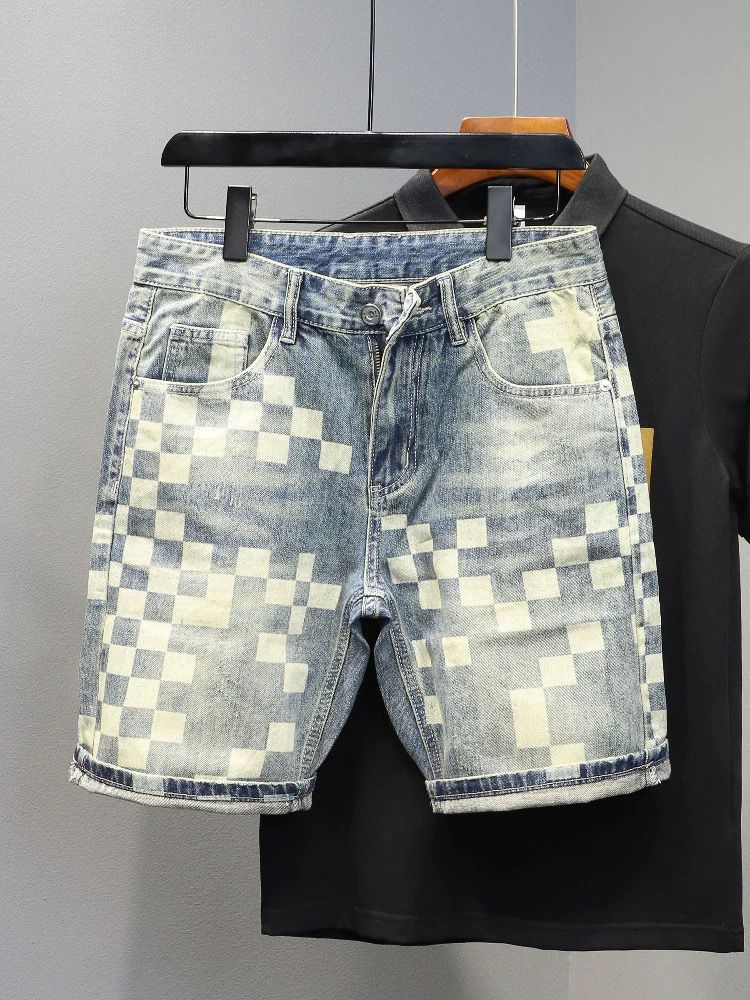 Men's Clothing Men's Summer Thin Trendy Brand Personality Slim Breeches High End Printed Handsome Shorts_voghion.com