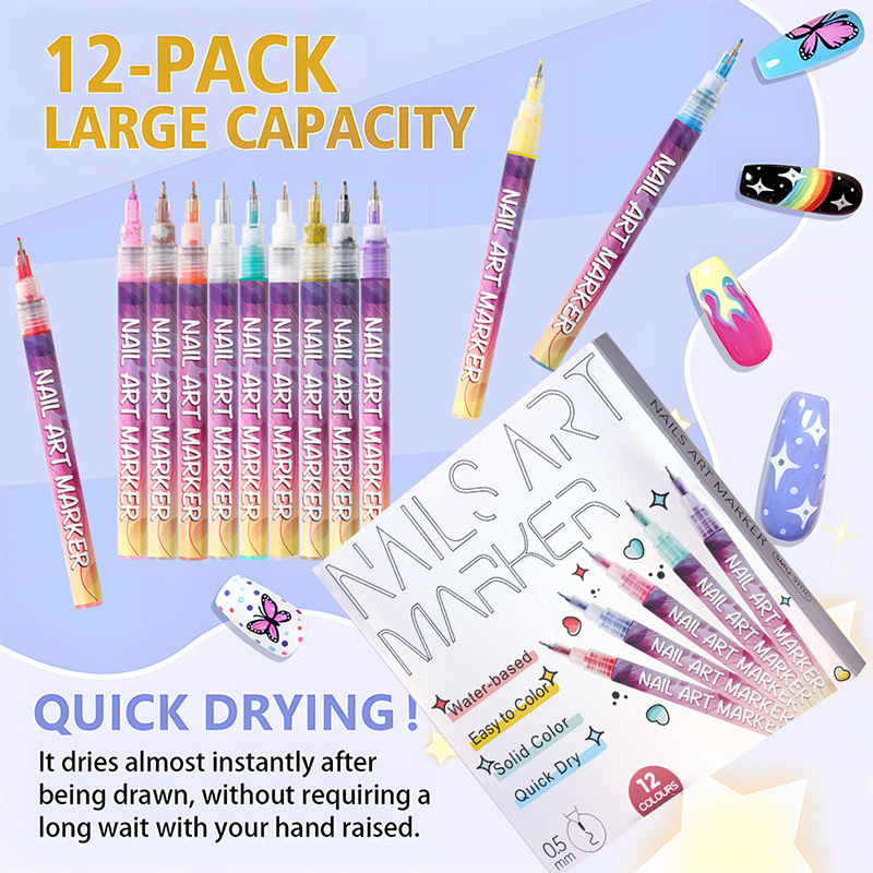 A Cross-Border Best-Selling 12-Color Nail Art Pens Set DIY Nail Art Painting