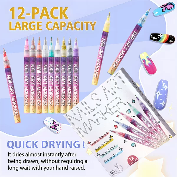 A Cross-Border Best-Selling 12-Color Nail Art Pens Set DIY Nail Art Painting