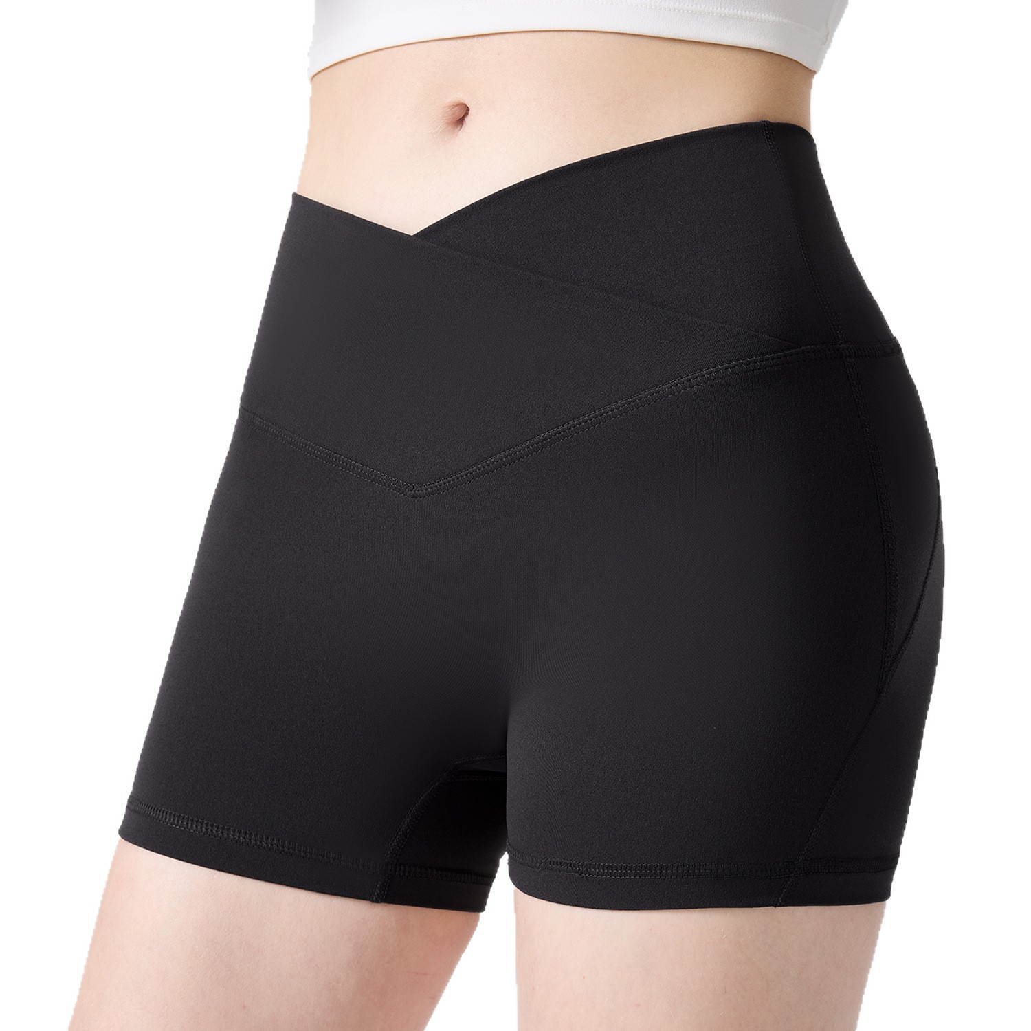 Nylon 66 antibacteriano cintura alta elevación de cadera antiepillar pantalones de gimnasio pantalones de melocotón 3D pantalones cortos deportivos ajustados de verano frescos