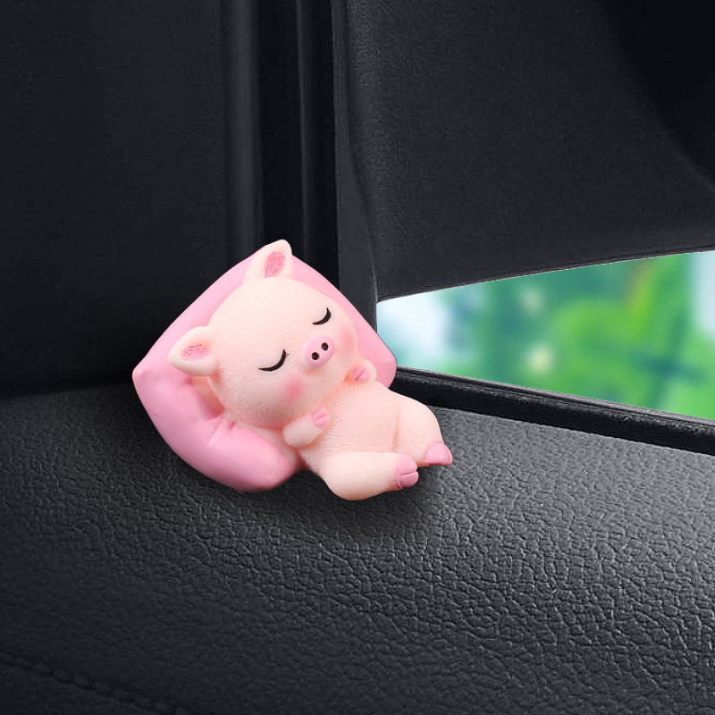 Serie de pequeños animales para dormir, decoración de coche, lindo coche de dibujos animados, consola central, accesorios de escritorio