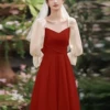 Burgundy, long, mid-length