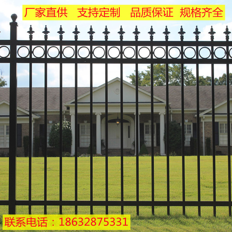 实力工厂镀锌方管满焊围栏 圆环铝枪尖锌钢护栏 黑色粉末喷涂栏杆