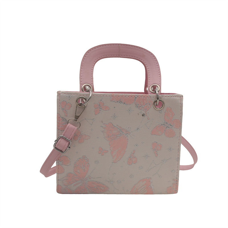 Bolso pequeño de cadena de mensajero de alta calidad de otoño para damas 2024 nuevo bolso cuadrado pequeño con estampado de mariposa de estilo occidental