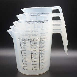 Household Plastic Measuring Cup Transparent with Graduated Cup Thickeneded Size Measuring Cup Kitchen Baking Measuring Tool Set