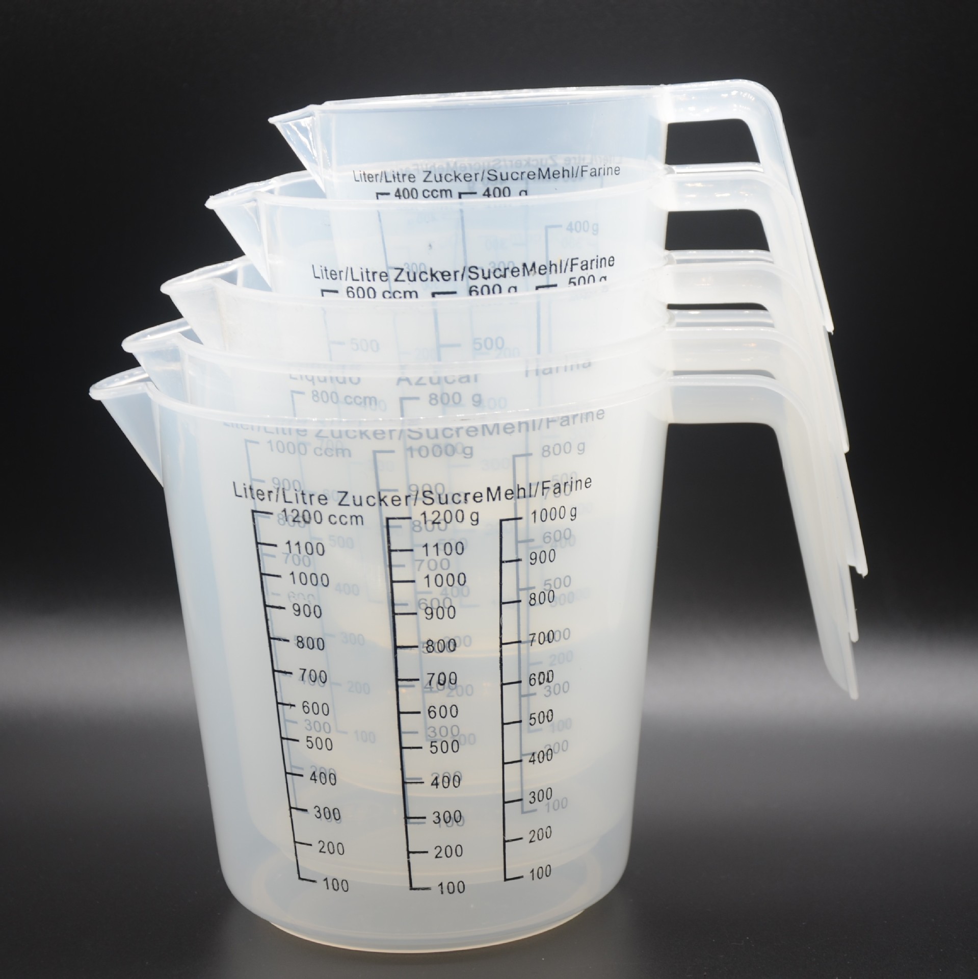 Household Plastic Measuring Cups Transparent Graduated Cups Thick Size Measuring Cups Kitchen Baking Measurement Tool Set