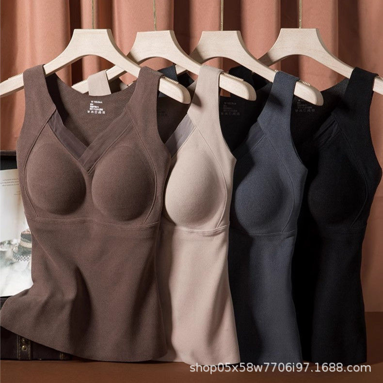 가을 및 겨울 열 속옷 여성 브래지어 가슴 패드 착용-무료 브래지어 가을 및 겨울 내부 베어링 아름다운 등 슬림-적합 없음 열 조끼