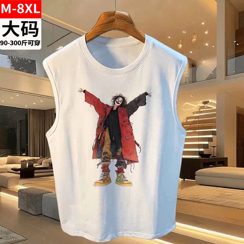 Fat Man 140kg Can Wear Sleeveless Men's T-Shirt Summer Heavy Cotton Loose Vest Plus Fat Plus Size Sports Sweat