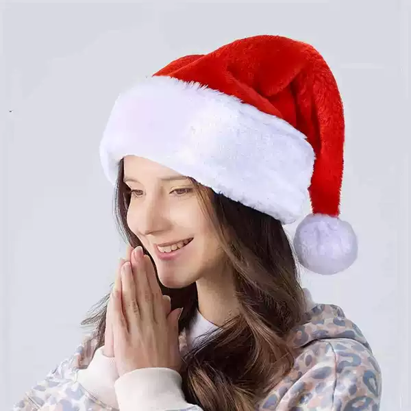 Cross-Border Amazon Foreign Trade Best-Selling Christmas Decorations Christmas Party Short Velvet Hats for Adults and Children