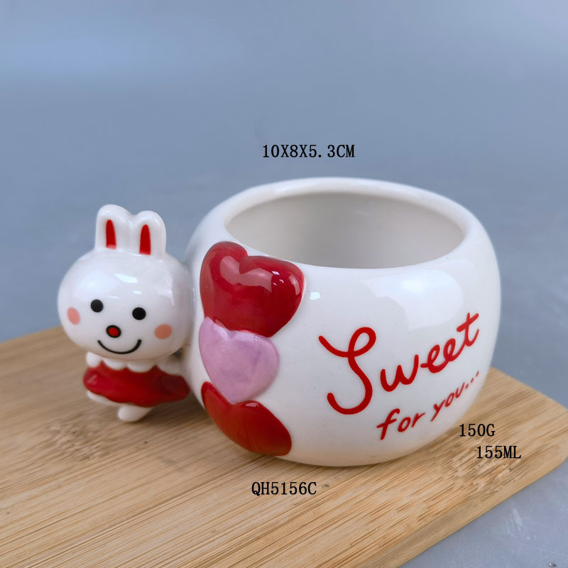 Regalo de graduación de alto valor facial lindo conejo mango mini marca taza de personalidad creativa casera taza de pareja