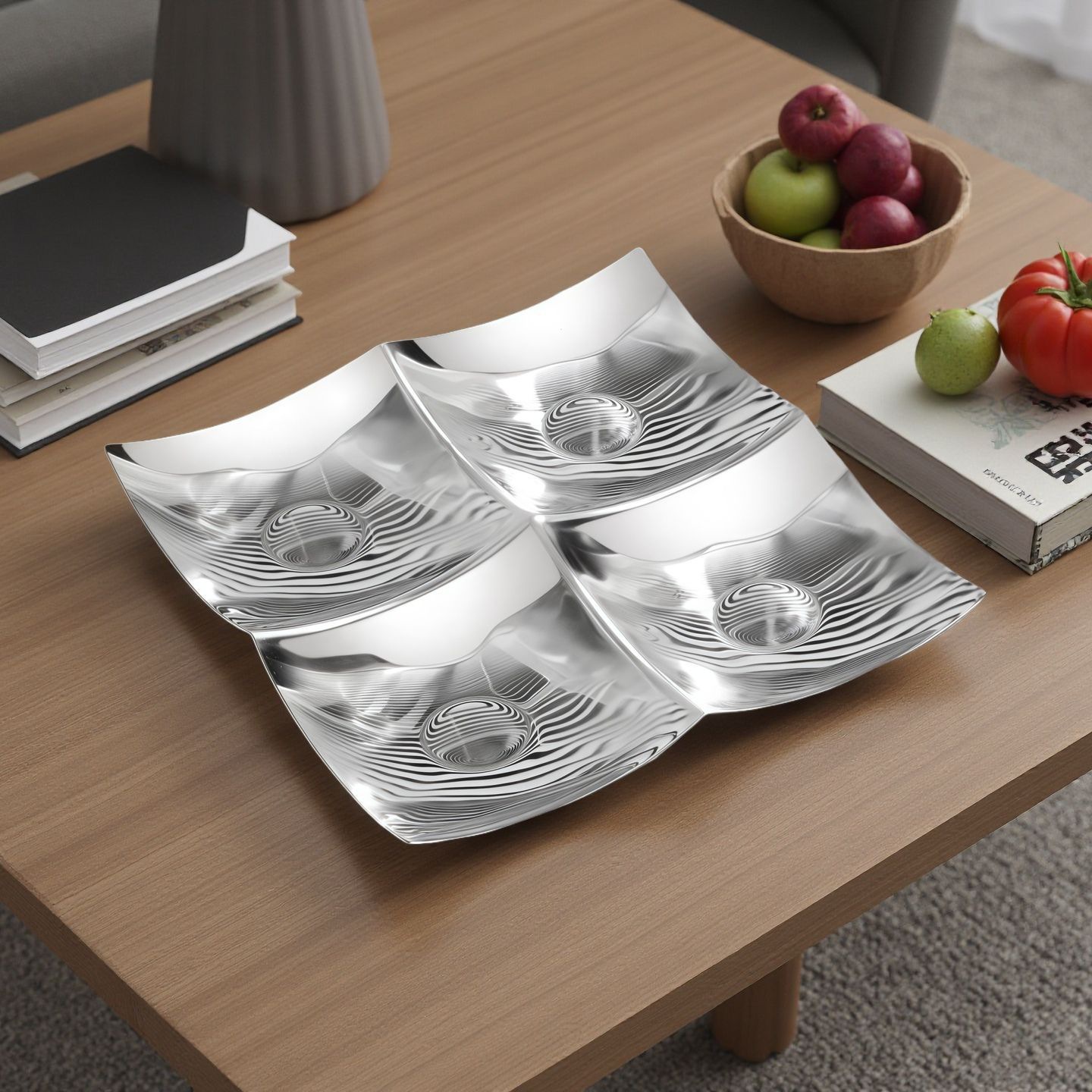 跨境北欧304不锈钢小吃干果盘客厅水果茶点果碟糖果盘果酱调味碟