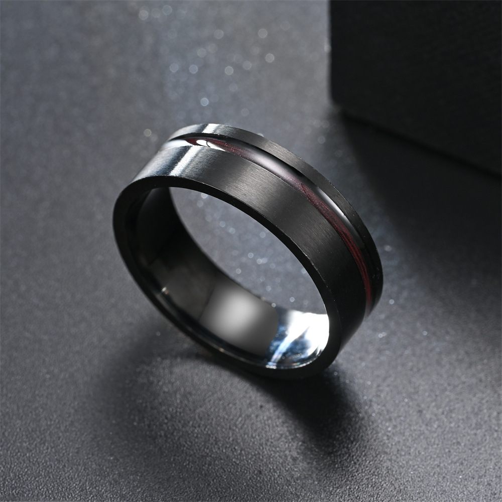 Men'S Gender Simple Style Round Stainless Steel Enamel Men's Rings