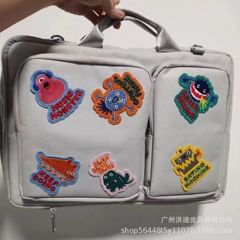 Niche Design Monster Patch Laptop Bag Diagonal 16inch Female Computer Document Satchel Cosmetics Bag