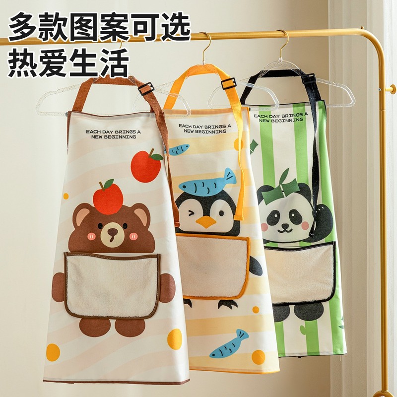 帆布卡通可擦手围裙厨房家用2025新款防水防油年轻款餐饮专用罩衣|undefined