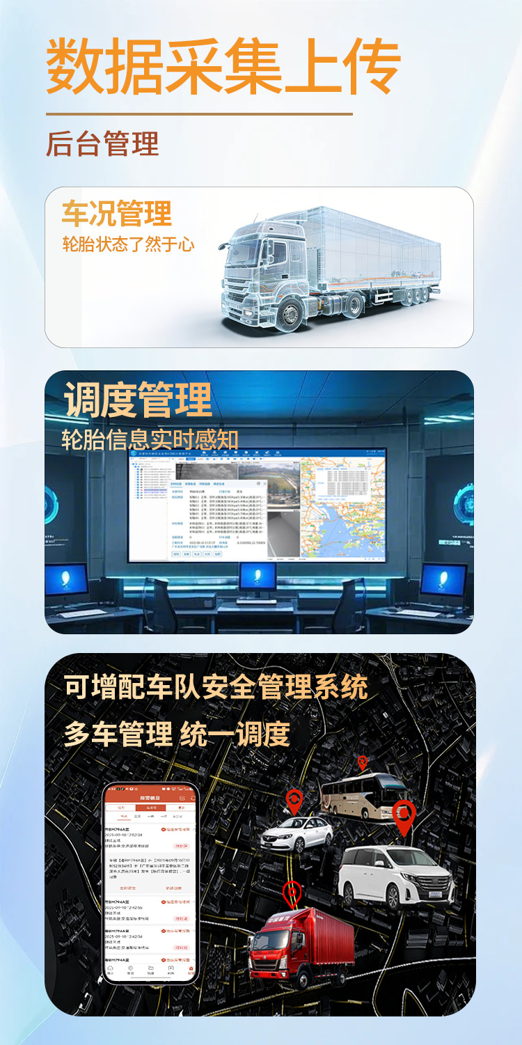 Anruichuang Truck Trailer Tire Pressure Monitor with Internal and External High-Precision Large Screen, 2026 New Model, Dedicated for 14 to 22 Wheels