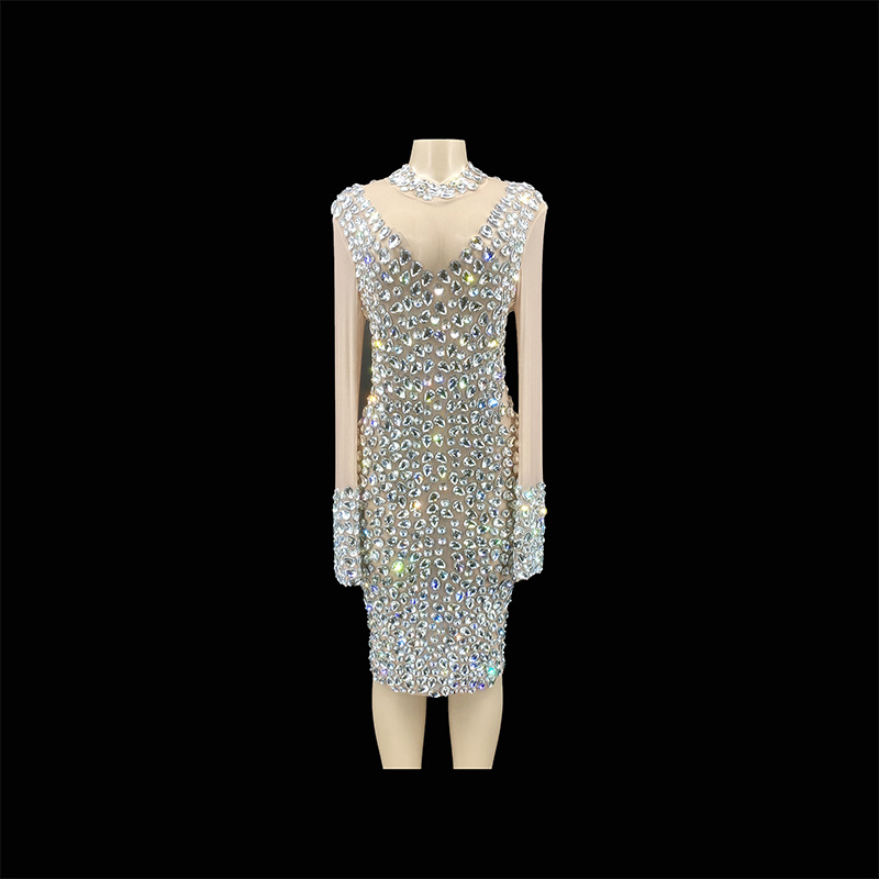 Fashionable spring new shiny diamond sequined elegant evening dress Party evening dress high-end elegant women's clothing