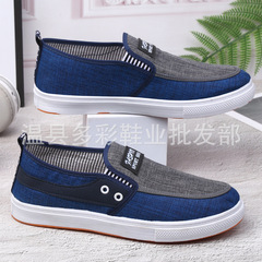A new style of old Beijing cloth shoes, fashionable casual men's student shoes, one-step denim canvas lazy man's shoes 