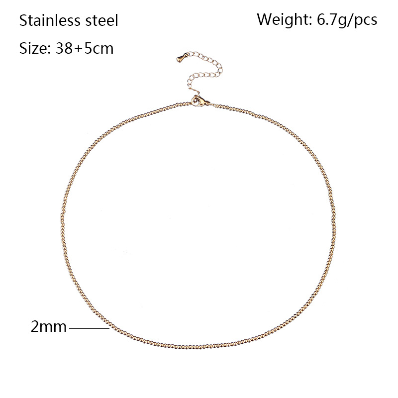 28g Weight Retro Ball Solid Color Stainless Steel Plating Gold Plated Necklace