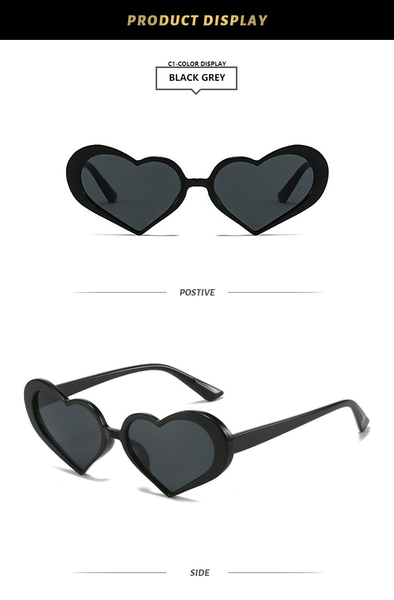 Retro Heart Shape Ac Special-shaped Mirror Full Frame Women's Sunglasses display picture 1