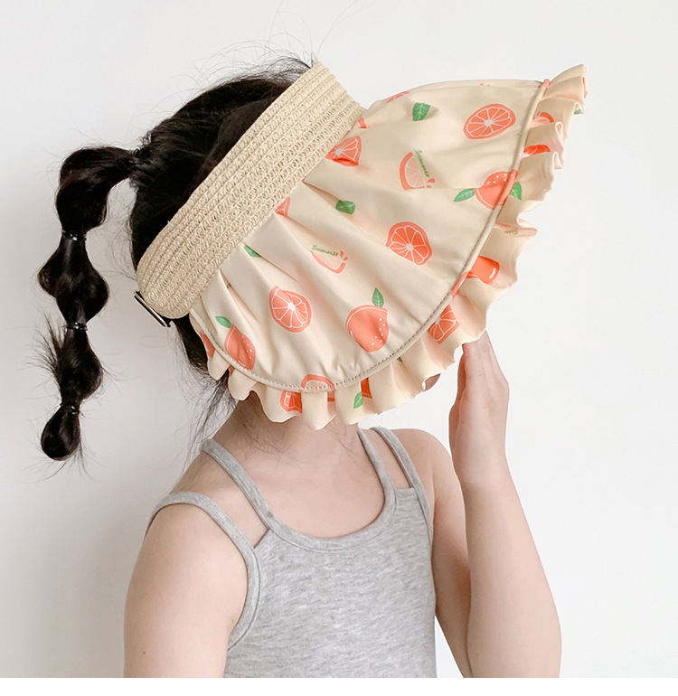 Summer Children's Shell Hat Topless Hat Sun Protection Hat Sun-proof Korean Baby Big Brim Beach Hat display picture 3