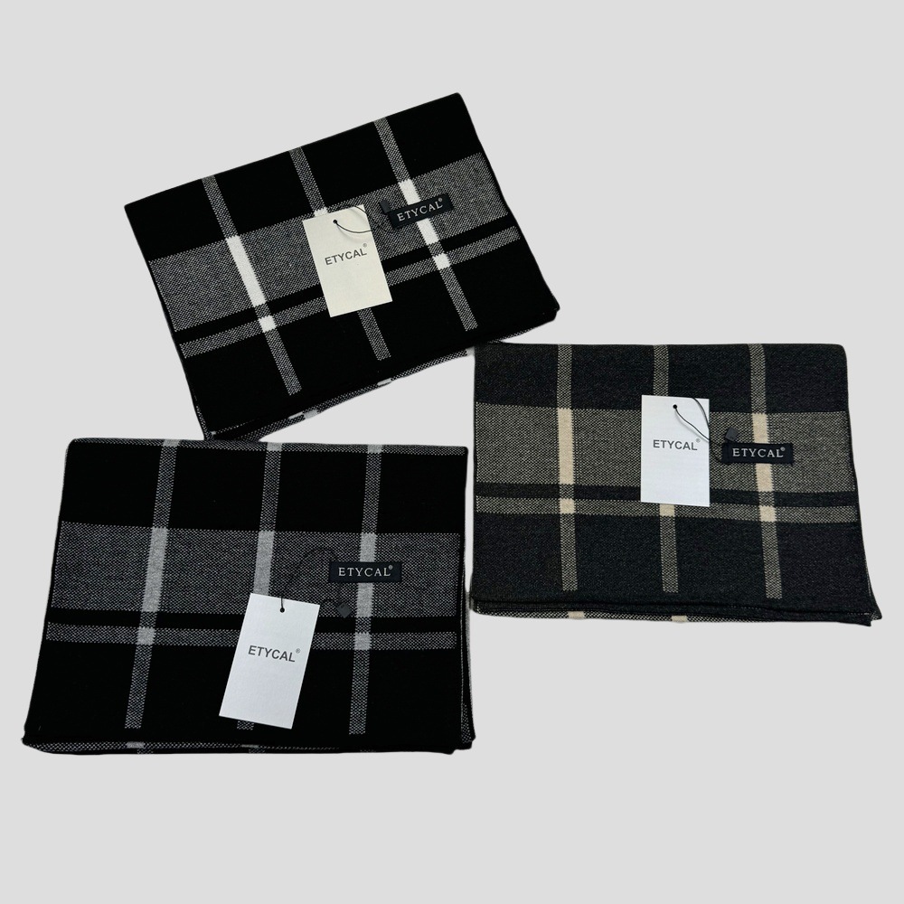 Herbst und Winter Neuer karierter Herrenschal Vielseitiger warmer Strickschal aus Mischgewebe für das Geschäft Einfacher_voghion.com
