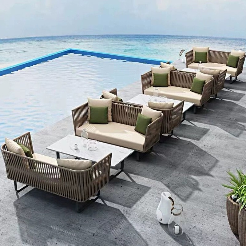 Outdoor Rattan Sofa, Comfortable, Modern and Simple Rattan Lounge Chair, Sofa Bed, Dual-Purpose Single and Double Seats