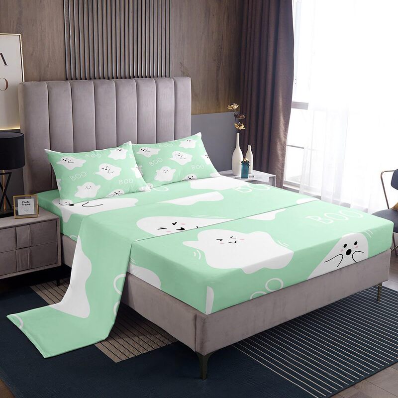 Cartoon Halloween Ghost Pattern Cross-border Bed Hat Four-piece Bedding suit Bedroom Dormitory Bedding