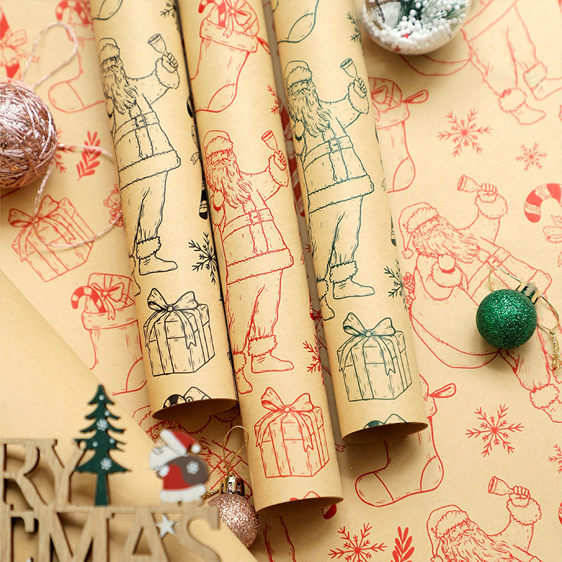 Huaxi Navidad kraft papel de embalaje de flores hecha a mano diy regalo de Nochebuena ramo de flores florista papel de embalaje de flores