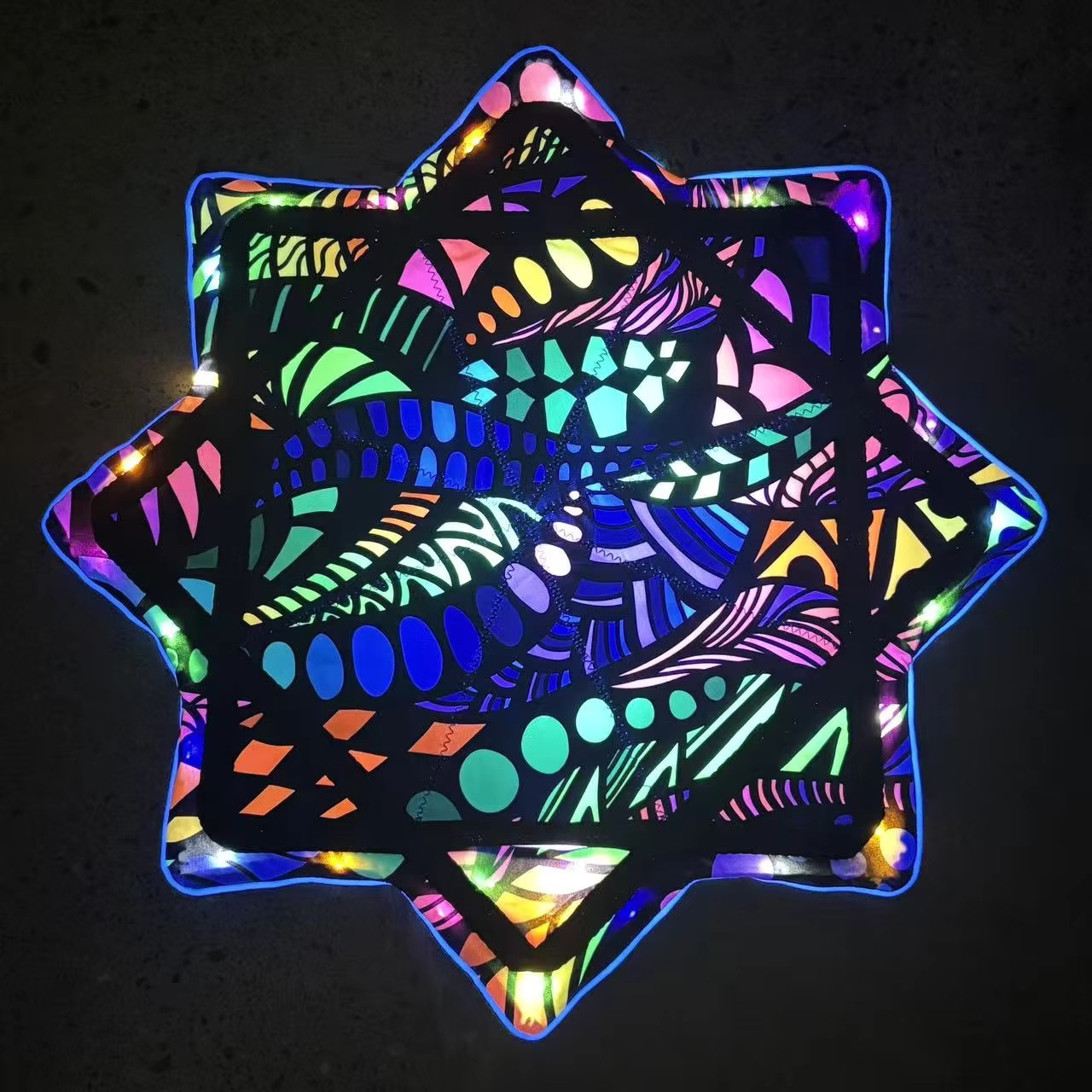 Dapostar 26-inch Rechargeable LED Handkerchief with Radiant Stars and Spinning Design, Perfect for Party Attire