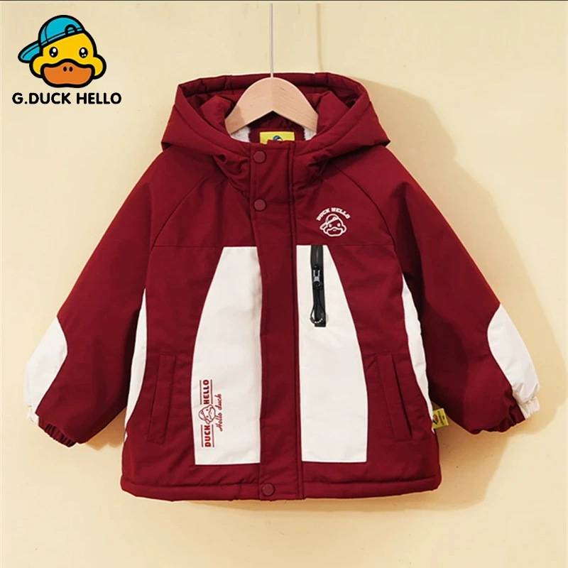 Маленькая желтая утка куртка хлопчатобумажная куртка для детей новый бархат утолщение