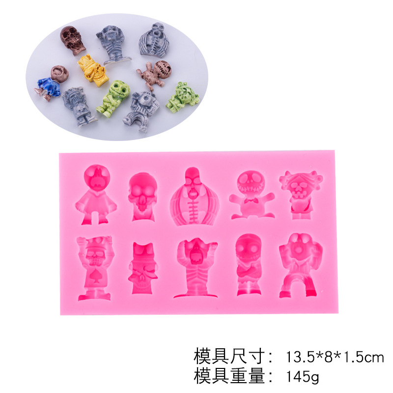 Varios cráneo de dibujos animados fantasma molde silicona Halloween pastel postre decoración chocolate fondant Accesorios