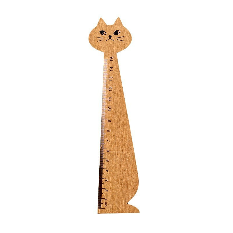 韩国文具木制创意猫咪尺子木质动物直尺学生文具手账工具学生奖品|undefined