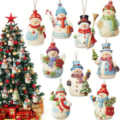 クリスマスセット木製雪だるまクリスマス装飾雪だるま像ひも付きクリスマスツリー装飾ストラップ