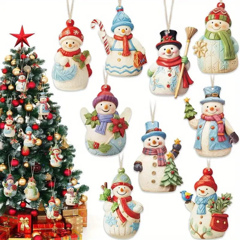 クリスマスセット木製雪だるまクリスマス装飾雪だるま像ひも付きクリスマスツリー装飾ストラップ|undefined