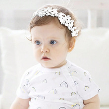跨境新款外贸婴儿发带白色蕾丝珍珠发饰头带儿童公主头饰女