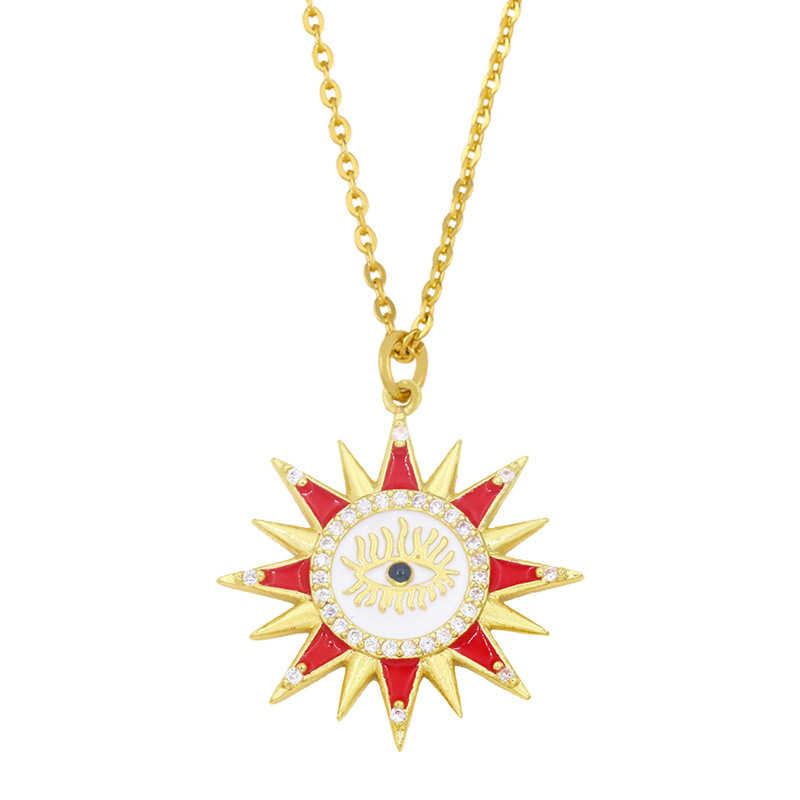 Vente En Gros Collier En Cuivre Pendentif Œil De Soleil Diamant Nihaojewelry display picture 3