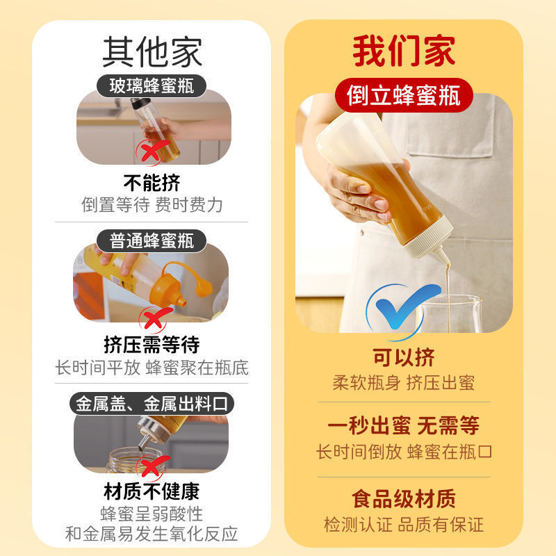 蜂蜜瓶は専用の分注瓶の食品級のケチャップのサラダソースの尖った口を逆さまにすることができます。|undefined
