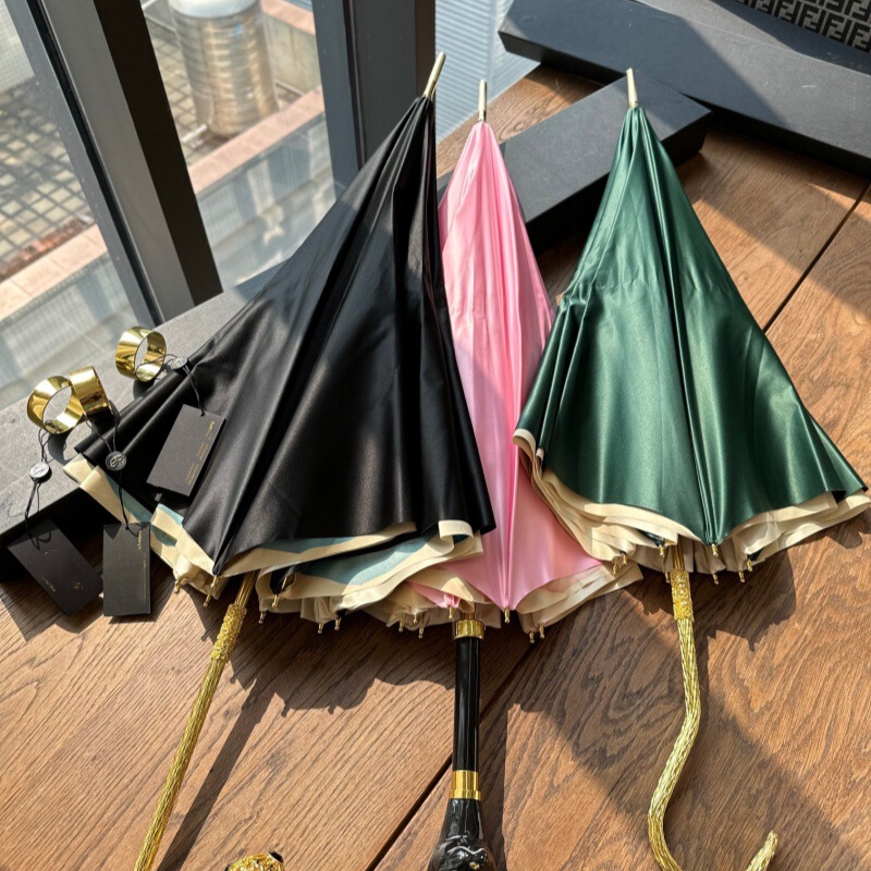 Light Luxury and High-End Long-Handled Umbrella, Vintage Gold-Embellished Handle, Sunshade Umbrella, Dual-Use for Sun and Rain, Gift Box Set