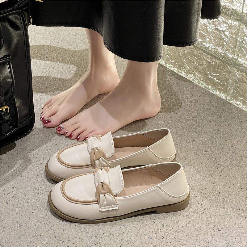 断码乐福鞋女2025夏季新款深口小皮鞋女英伦风一脚蹬豆豆鞋女单鞋