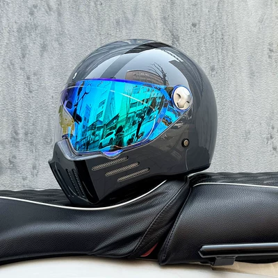 Women, Full-Face Helmet for Heavy Motorcycles, Motosiklet kaskı (dəbilqə) - cement-gray-avenue-with-symphony-blue-night-vision-available-transparent-mirror-delivered-m