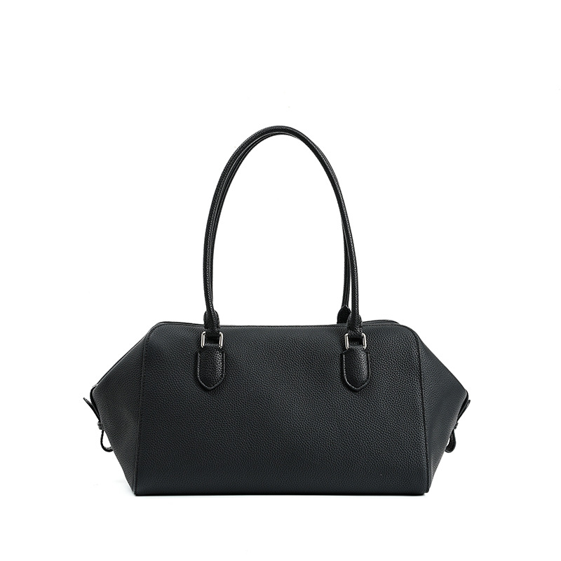 Light Luxury Underarm Bag High-End Bowling Bag For Women Korean Style Cowhide Leather Large Capacity Genuine Leather Shoulder Bag - Thumbnail 6