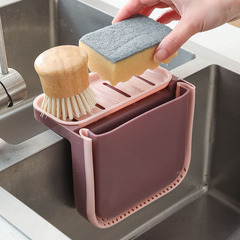Kitchen sink retractable drain basket plastic punch-free drain rack double-layer hanging residue filter storage rack