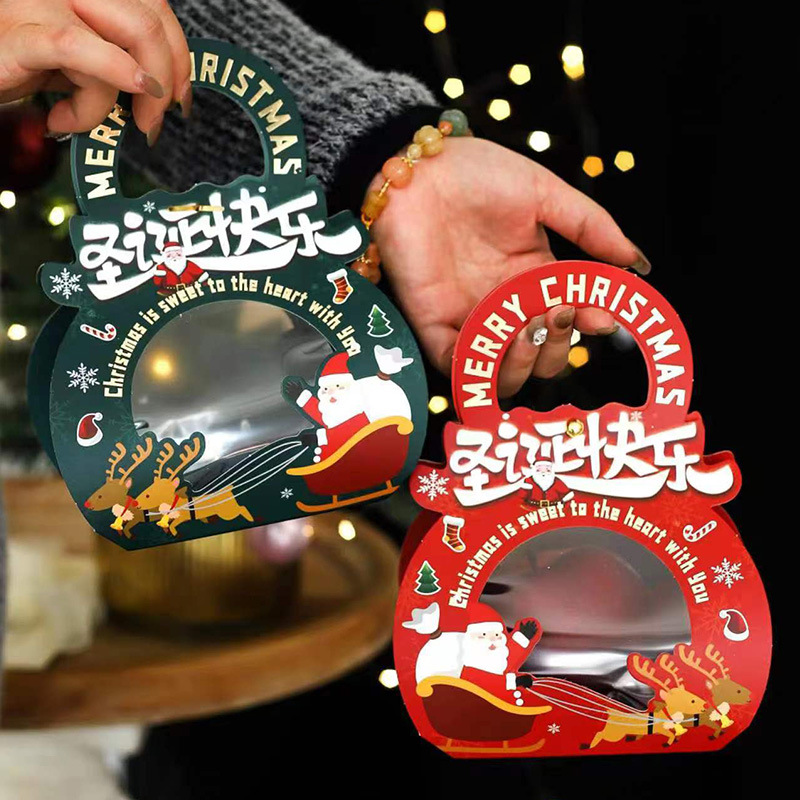 Caja de embalaje de fruta de Navidad fresca Santa ELK caja de transporte de mano 10 Navidad Apple caja portátil