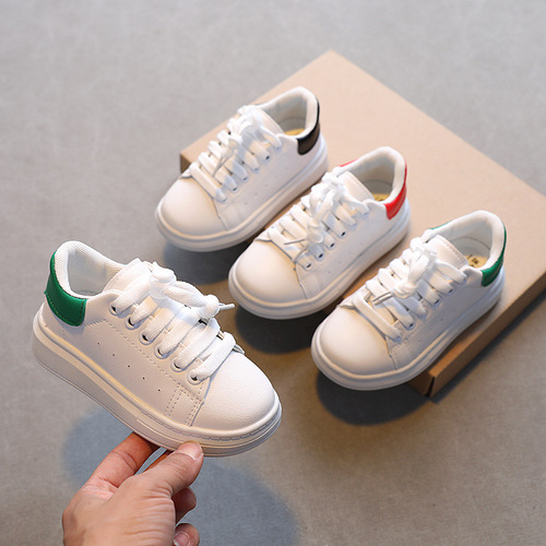 Children's McQueen white shoes  spring new breathable low-cut sneakers 1-16 years old student shoes boys sports shoes