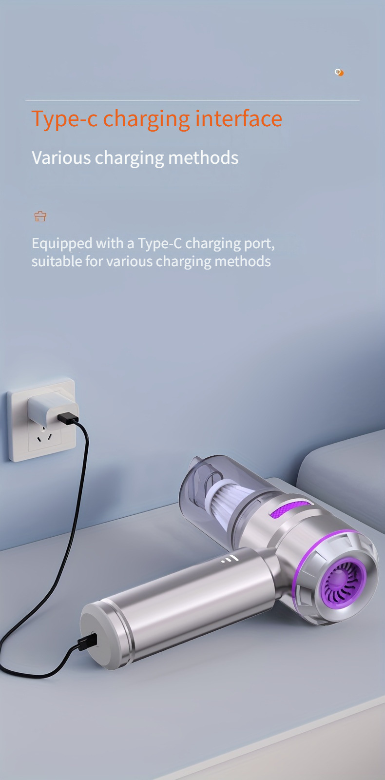 Car-Mounted High-Suction Vacuum Cleaner with Wireless Power Display, Portable Brushless Motor, Household Handheld Dust Remover and Blower